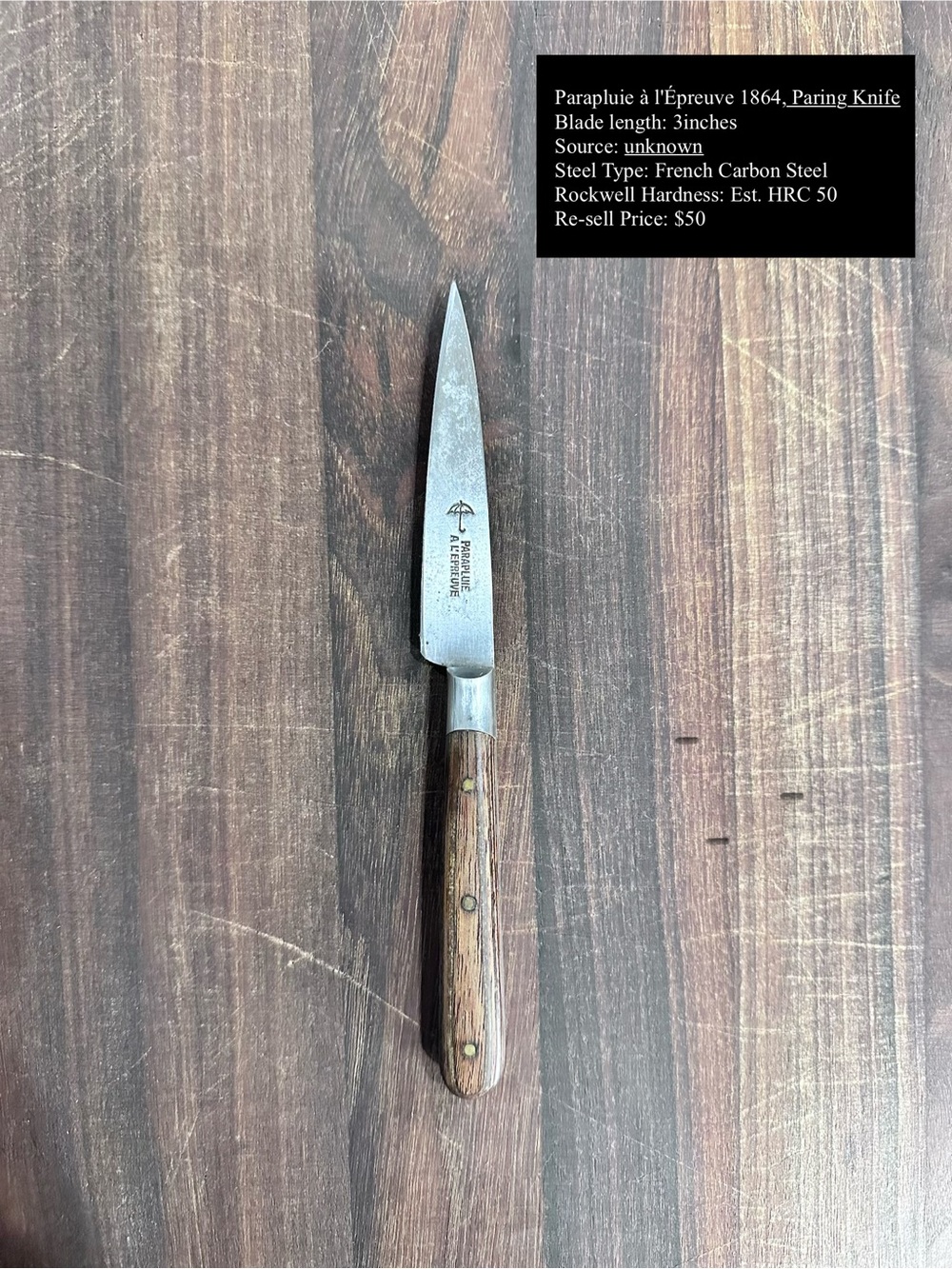Parapluie à l'Épreuve 1864, Paring Knife (3inches)